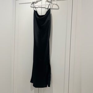 Banana Republic Black Satin Cowl-Neck Maxi Dress